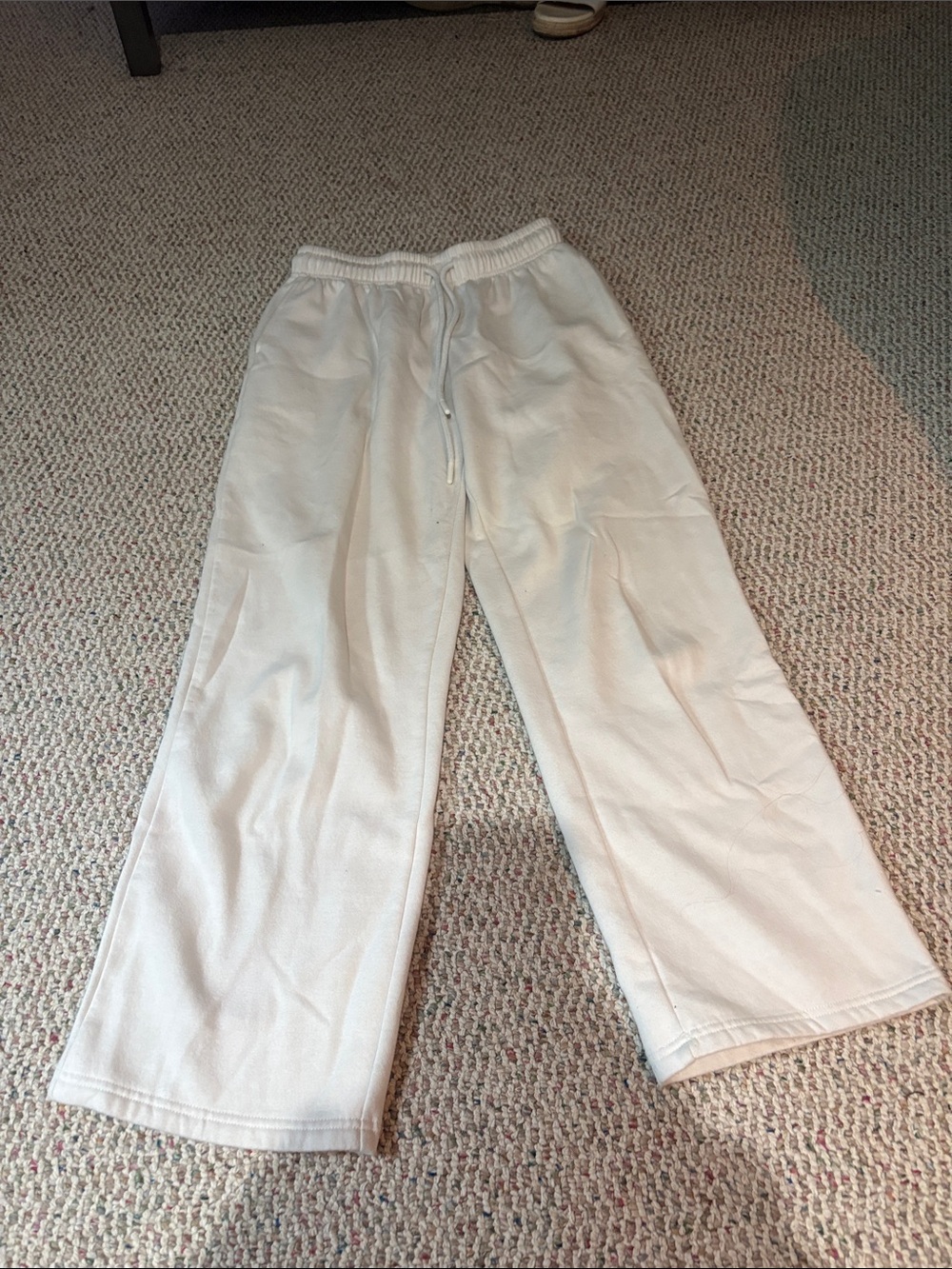 White Pull-On Sweatpants with Drawstring